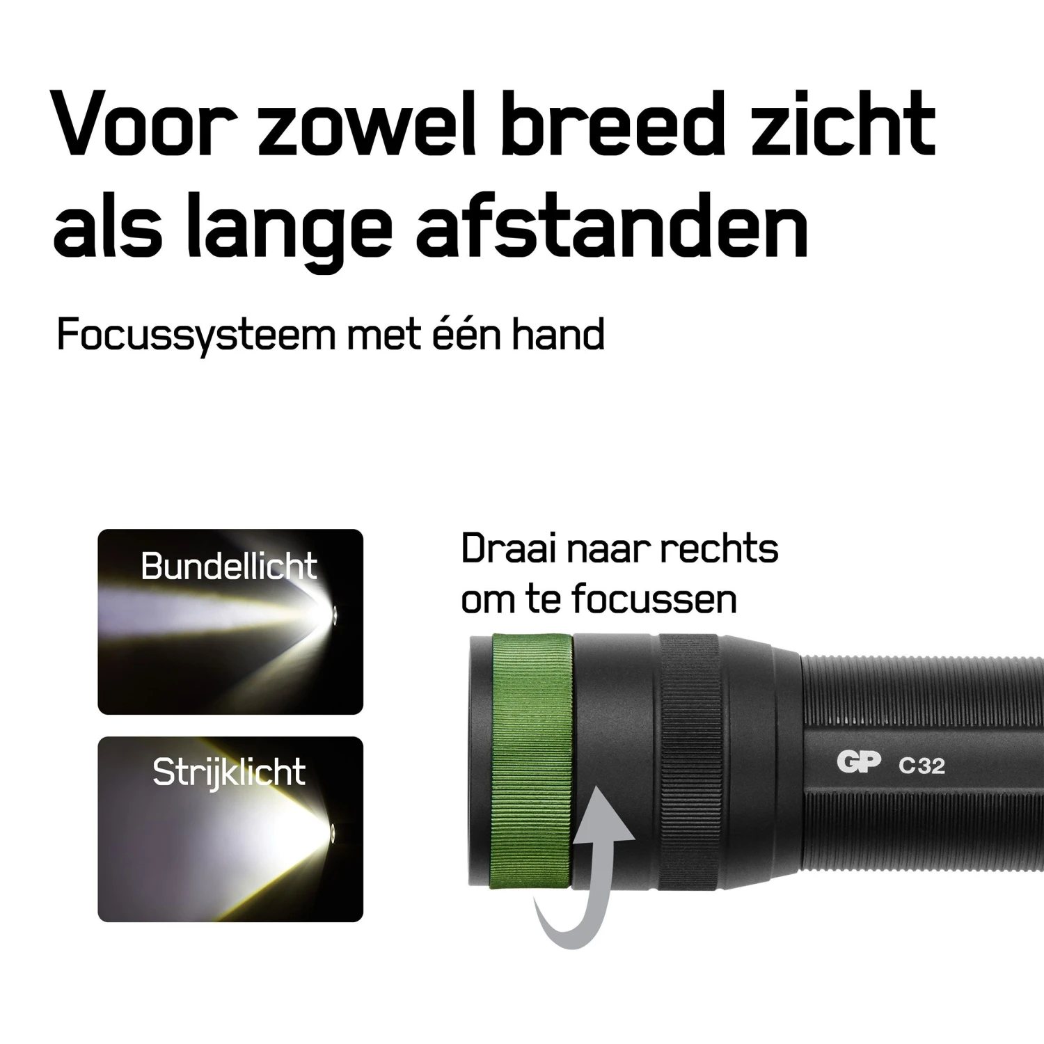 Merkloos GP C32 300 Lumen Zaklamp - Black 4 Merkloos GP C32 300 Lumen Zaklamp - Black - Afbeelding 2