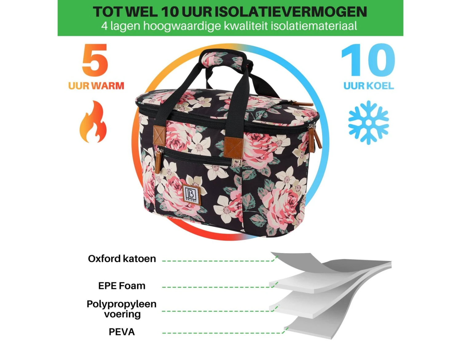 Merkloos Brisby Bloemetjes 21 Liter Koeltas 8 Merkloos Brisby Bloemetjes 21 Liter Koeltas - Afbeelding 6