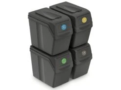 Merkloos Keden Set Van 4 Afvalscheidingsbakken - 20 Liter