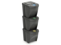 Merkloos Keden Set Van 3 Afvalscheidingsbakken - 25 Liter