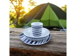 Merkloos OTIX Stripes 12-delig Serviessets - Blue -Merkloos dbc65ef4123370f0