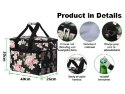Merkloos Packaway 30 Liter Geïsoleerde Koeltas - Black Flower -Merkloos e243a34b9e2e8a5c